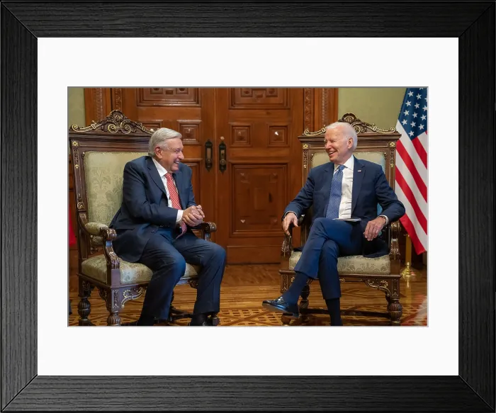 Framed Print : President Joe Biden has a one-on-one private meeting with Mexican President Andres Manuel Lopez Obrador, Jan. 9, 2023, in Mexico City Framed Print : President Joe Biden has a one-on-one private meeting with Mexican President Andres Manuel Lopez Obrador, Jan. 9, 2023, in Mexico City