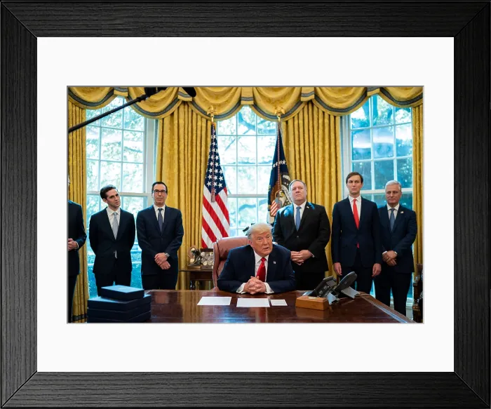 Framed Print : President Donald Trump announces that Israel and Sudan have agreed to normalize relations, Friday, Oct. 23, 2020