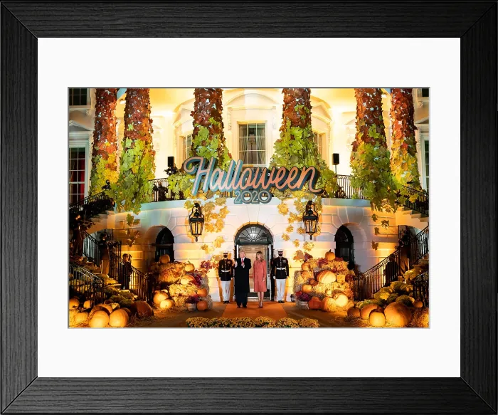 Framed Print : President Donald Trump and First Lady Melania Trump host the White House Halloween party on Oct. 25, 2020