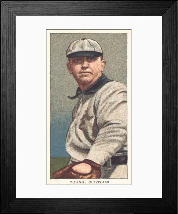Framed Print : Cy Young baseball card, 1909-1911 when he played for the Cleveland Naps. The Naps were names after Napolon Nap Lajoie who was with the team from 1902-1914