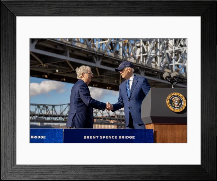 Framed Print : President Joe Biden, greets Republican Senate Minority Leader, Mitch McConnell, of Kentucky, Jan. 4, 2023