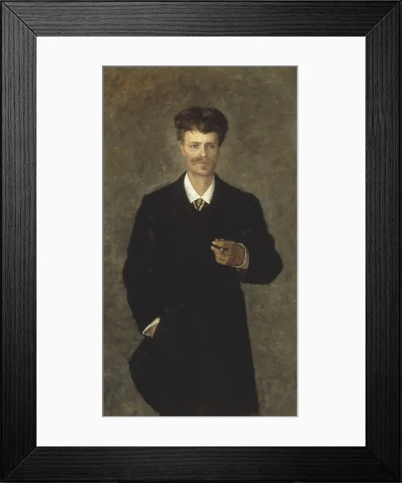 Framed Print : August Strindberg, Swedish playwright, 1885, by Sofie Holten, 1858-1930, Danish realist painting, oil on canvas