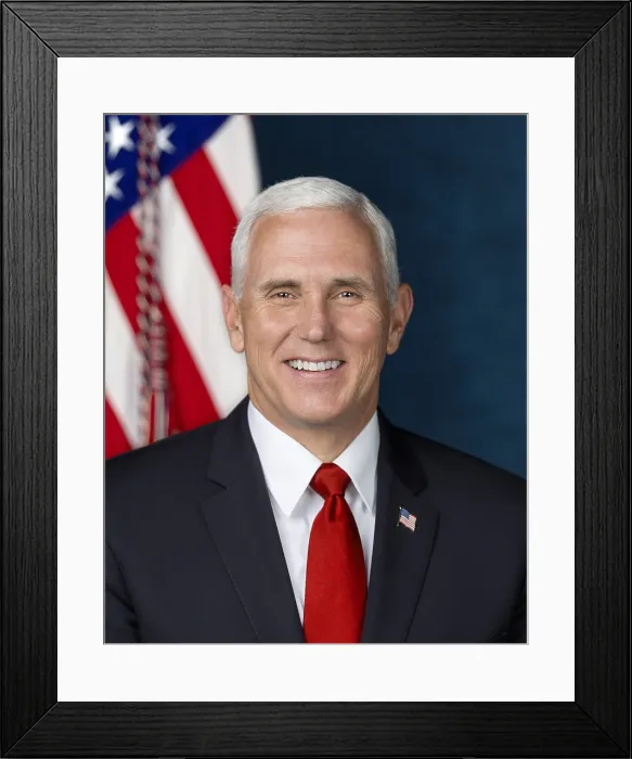 Framed Print : Official photo of Vice President Mike Pence, released by the White House, Oct. 31, 2017. Photo by White House Photographer, D. Myles Cullen (BSLOC_2017_18_156) Framed Print : Official photo of Vice President Mike Pence, released by the White House, Oct. 31, 2017. Photo by White House Photographer, D. Myles Cullen (BSLOC_2017_18_156)