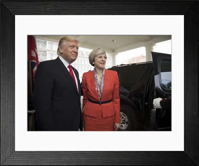 Framed Print : President Donald Trump welcomes British Prime Minister Theresa May to the White House, Jan. 27, 2017
