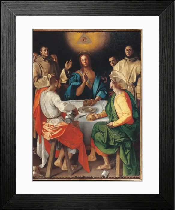 Framed Print : Supper at Emmaus, by Jacopo Carrucci know as Pontormo, 1525, 16th Century, oil on canvas, cm 230 x 173 - Italy, Tuscany, Florence, Uffizi Gallery