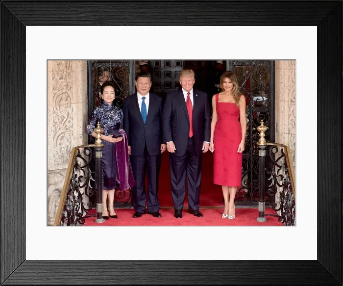 Framed Print : Presidents Donald Trump and Xi Jingping with their wives, Melania Trump and Mrs. Peng Liyuan Framed Print : Presidents Donald Trump and Xi Jingping with their wives, Melania Trump and Mrs. Peng Liyuan