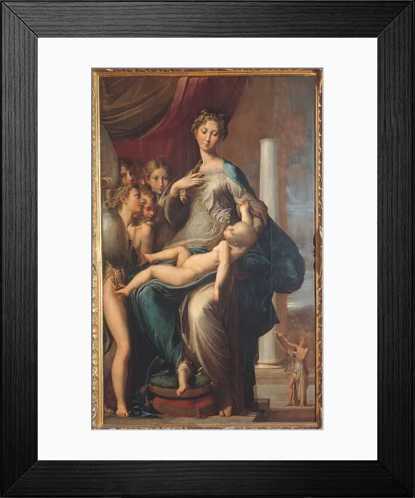 Framed Print : Madonna with the Long Neck, by Francesco Mazzola known as Parmigianino, 1534 - 1540 about, 16th Century, oil on panel, cm 216 x 132 - Italy, Tuscany, Florence, Uffizi Gallery