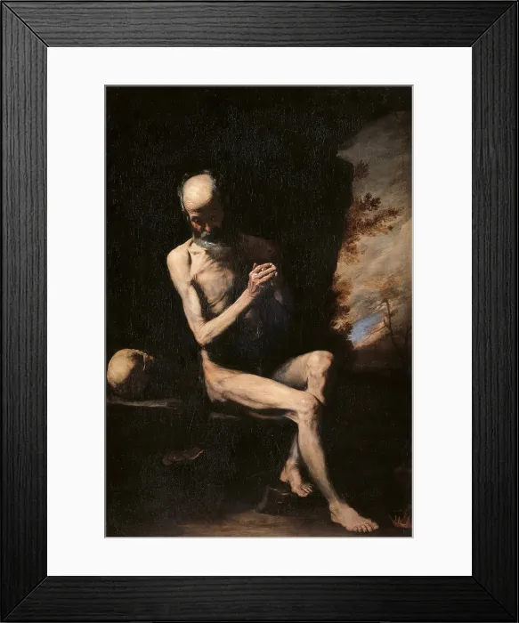 Framed Print : Holy Hermit, attributed to Jusepe Ribera also known as Spagnoletto, ca