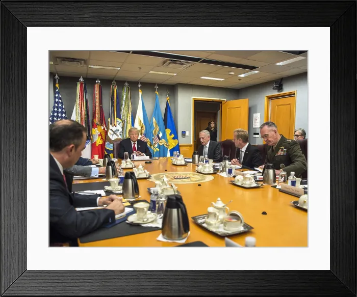 Framed Print : President Donald Trump meets with the National Security Council at the Pentagon, July 20, 2017 (BSLOC_2017_18_166)