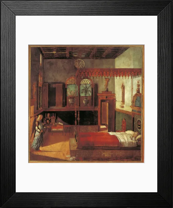 Framed Print : Legend of St Ursula. The Dream of Ursula, by Vittore Carpaccio, 1495, 15th Century, oil on canvas, cm 273 x 267 - Italy, Veneto, Venice, Accademia Art Galleries, cat. 578. All