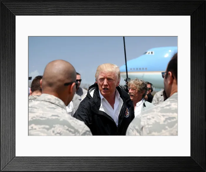 Framed Print : President Donald during a visit to Carolina, Puerto Rico, after Hurricane Maria, Oct. 3, 2017 (BSLOC_2017_18_176)