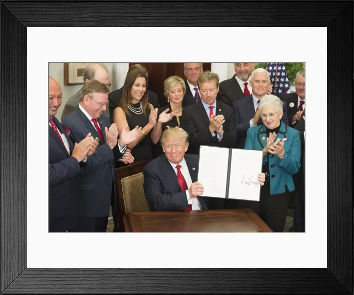 Framed Print : President Donald Trump signs the Executive Order to Promote Healthcare Choice and Competition. Oct. 12, 2017