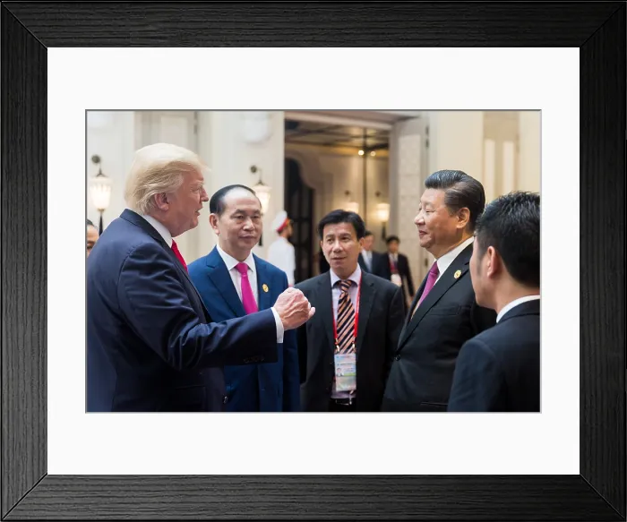 Framed Print : Chinese President Xi Jinping and US President Donald Trump at the APEC meeting in Danang, Vietnam. Sept. 11, 2017 (BSLOC_2017_18_170) Framed Print : Chinese President Xi Jinping and US President Donald Trump at the APEC meeting in Danang, Vietnam. Sept. 11, 2017 (BSLOC_2017_18_170)