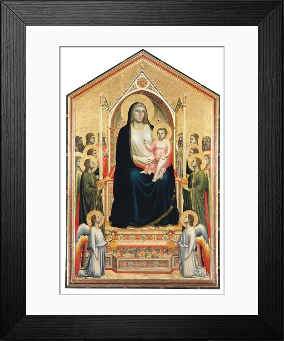 Framed Print : Madonna in Majesty (Ognissanti Madonna), by Giotto, 1306 - 1310 about, 14th Century, tempera on panel, cm 325 x 204 - Italy, Tuscany, Florence, Uffizi Gallery. All Framed Print : Madonna in Majesty (Ognissanti Madonna), by Giotto, 1306 - 1310 about, 14th Century, tempera on panel, cm 325 x 204 - Italy, Tuscany, Florence, Uffizi Gallery. All