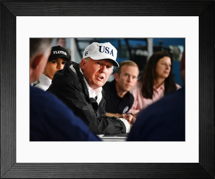 Framed Print : President Donald Trump in Corpus Christi, Texas, after Hurricane Harvey, Aug. 29, 2017