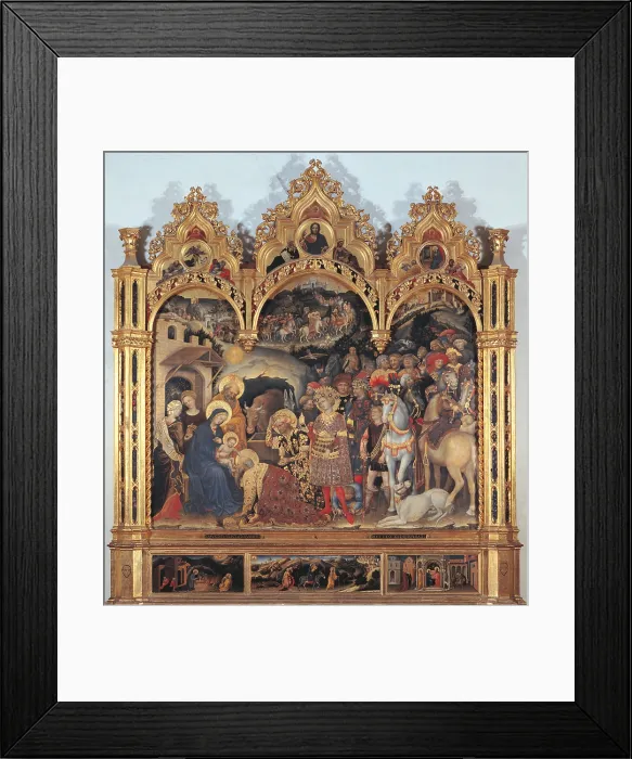 Framed Print : Altarpiece with the Adoration of the Magi, by Gentile di Niccol known as Gentile da Fabriano, 1423 about, 15th Century, tempera on panel, cm 303 x 282 - Italy, Tuscany, Florence Framed Print : Altarpiece with the Adoration of the Magi, by Gentile di Niccol known as Gentile da Fabriano, 1423 about, 15th Century, tempera on panel, cm 303 x 282 - Italy, Tuscany, Florence