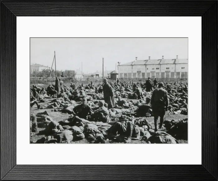 Framed Print : Soviet prisoners of War in a camp at Potschuz, USSR, captured during Operation Barbarossa, 1941 Framed Print : Soviet prisoners of War in a camp at Potschuz, USSR, captured during Operation Barbarossa, 1941