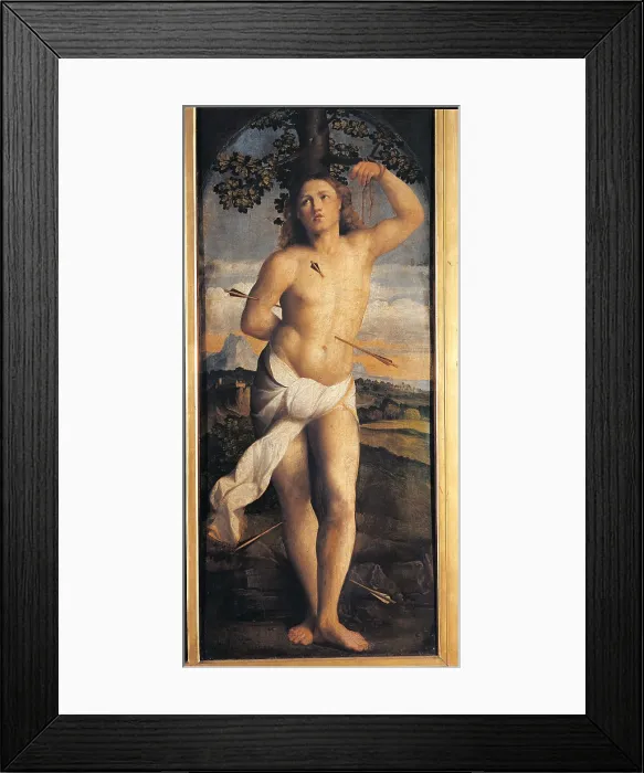 Framed Print : Sts Helen, Constantine, Roch, and Sebastian (Triptych), by Jacopo Negretti known as Palma the Elder, 1520 - 1528, 16th Century, oil on panel, cm 163 x 84 - Italy, Lombardy, Milan Framed Print : Sts Helen, Constantine, Roch, and Sebastian (Triptych), by Jacopo Negretti known as Palma the Elder, 1520 - 1528, 16th Century, oil on panel, cm 163 x 84 - Italy, Lombardy, Milan