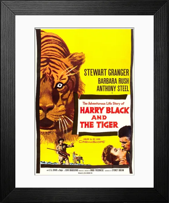 Framed Print : HARRY BLACK AND THE TIGER, (aka Harry Black), US poster, bottom right: Barbara Rush, Stewart Granger, 1958, TM & Copyright 20th Century Fox Film Corp. / courtesy Everett Collection Framed Print : HARRY BLACK AND THE TIGER, (aka Harry Black), US poster, bottom right: Barbara Rush, Stewart Granger, 1958, TM & Copyright 20th Century Fox Film Corp. / courtesy Everett Collection