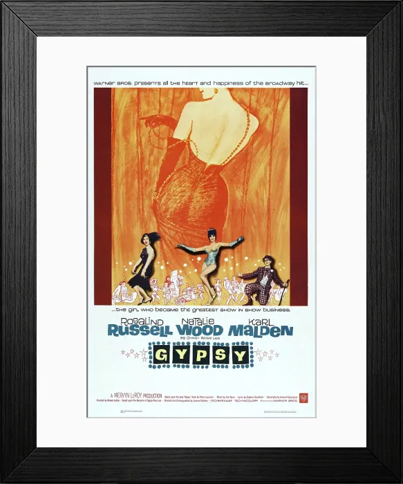 Framed Print : GYPSY, US poster, from left: Rosalind Russell, Natalie Wood, Karl Malden, 1962 Framed Print : GYPSY, US poster, from left: Rosalind Russell, Natalie Wood, Karl Malden, 1962