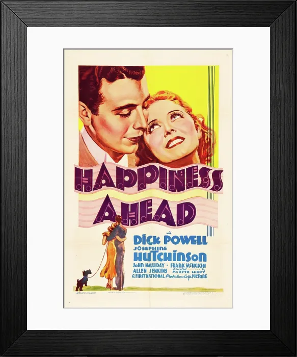 Framed Print : HAPPINESS AHEAD, Mini Window Card poster, top from left: Dick Powell, Josephine Hutchinson, 1934