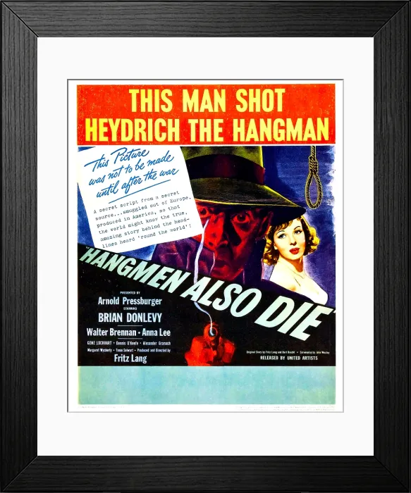 Framed Print : HANGMEN ALSO DIE, US poster, from left: Brian Donlevy, Anna Lee, 1943 Framed Print : HANGMEN ALSO DIE, US poster, from left: Brian Donlevy, Anna Lee, 1943