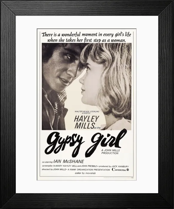 Framed Print : GYPSY GIRL, l-r: Ian McShane, Hayley Mills on poster art, 1965