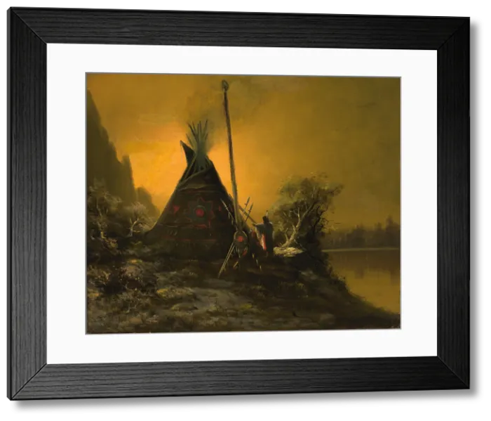 Framed Print : Night Scene of Indian Tipi, 1895, by Benjamin Raborg, 1871-1918, American painting, oil on canvas Framed Print : Night Scene of Indian Tipi, 1895, by Benjamin Raborg, 1871-1918, American painting, oil on canvas