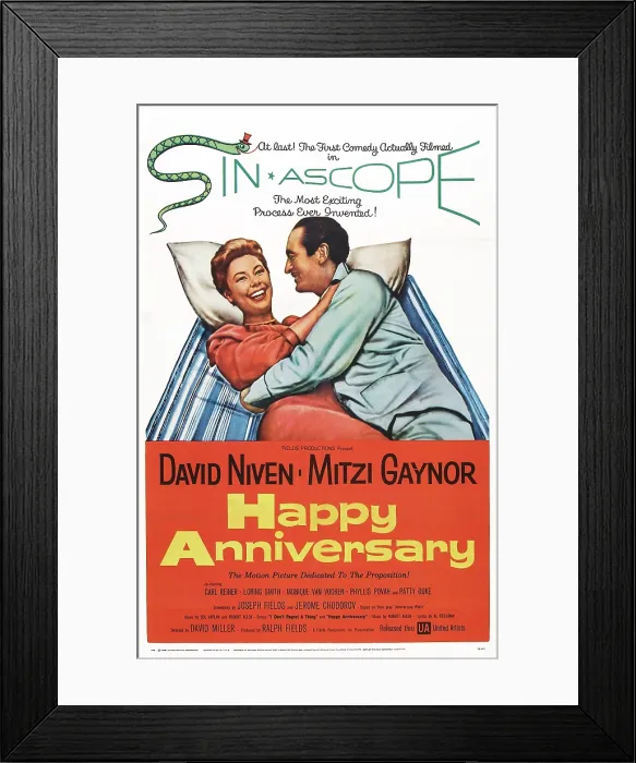 Framed Print : HAPPY ANNIVERSARY, from left: Mitzi Gaynor, David Niven, 1959