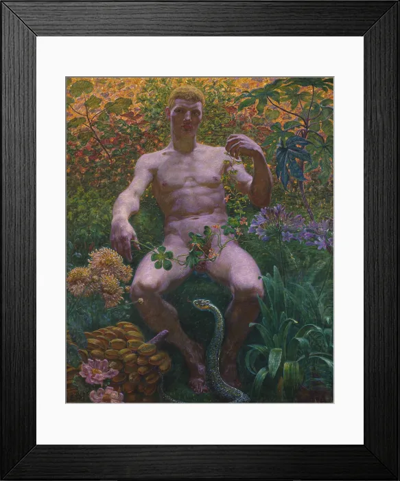 Framed Print : Adam in Paradise, 1914, by Kristian Zahrtmann, 1843-1917, Danish painting, oil on canvas