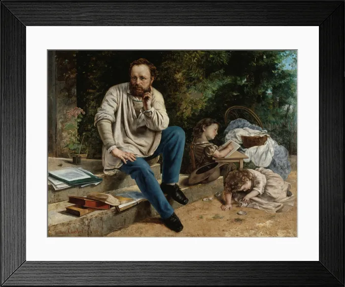 Framed Print : Pierre-Joseph Proudhon and his Children, 1853, by Gustave Courbet, French realist painter. Proudhon was a politician, philosopher, economist, and French socialist Framed Print : Pierre-Joseph Proudhon and his Children, 1853, by Gustave Courbet, French realist painter. Proudhon was a politician, philosopher, economist, and French socialist
