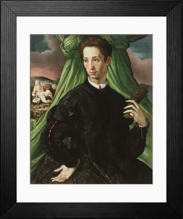Framed Print : Portrait of a Florentine Nobleman 1546-1548, by Francesco Salviati, 1510-1563, Italian painting, oil on panel, Italy, Florence
