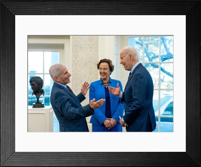 Framed Print : President Joe Biden greets his former Chief Medical Adviser, Dr. Anthony Fauci and his wife Dr. Christine Grady, Jan. 24, 2023, in the Oval Office Framed Print : President Joe Biden greets his former Chief Medical Adviser, Dr. Anthony Fauci and his wife Dr. Christine Grady, Jan. 24, 2023, in the Oval Office