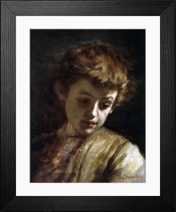 Framed Print : Face of a Boy (Volto di fanciullo), by Demetrio Cosola, 1870 - 1895, 19th Century, oil on canvas - Private collection. Whole artwork view