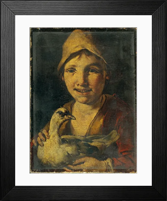 Framed Print : Young Farmer with Fowl, probably by Giacomo Francesco Cipper also called Todeschini, ca Framed Print : Young Farmer with Fowl, probably by Giacomo Francesco Cipper also called Todeschini, ca