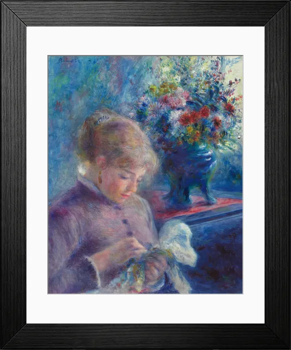 Framed Print : Young Woman Sewing 1879, by Pierre-Auguste Renoir, 1841-1919, French Impressionist, Impressionism, painting, oil on canvas Framed Print : Young Woman Sewing 1879, by Pierre-Auguste Renoir, 1841-1919, French Impressionist, Impressionism, painting, oil on canvas