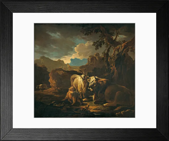 Framed Print : Cattle and Goats in a Landscape, by Anonymous related to Philipp Peter Roos also called Rosa from Tivoli, ca Framed Print : Cattle and Goats in a Landscape, by Anonymous related to Philipp Peter Roos also called Rosa from Tivoli, ca