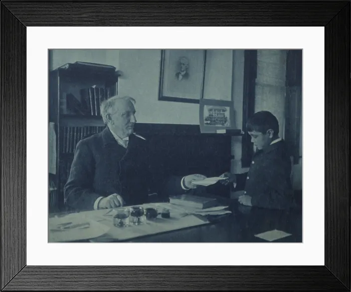 Framed Print : Gen. Richard Pratt with a Native American student at the Carlisle Indian School c. 1880. He sought to kill the Indian... and save the man