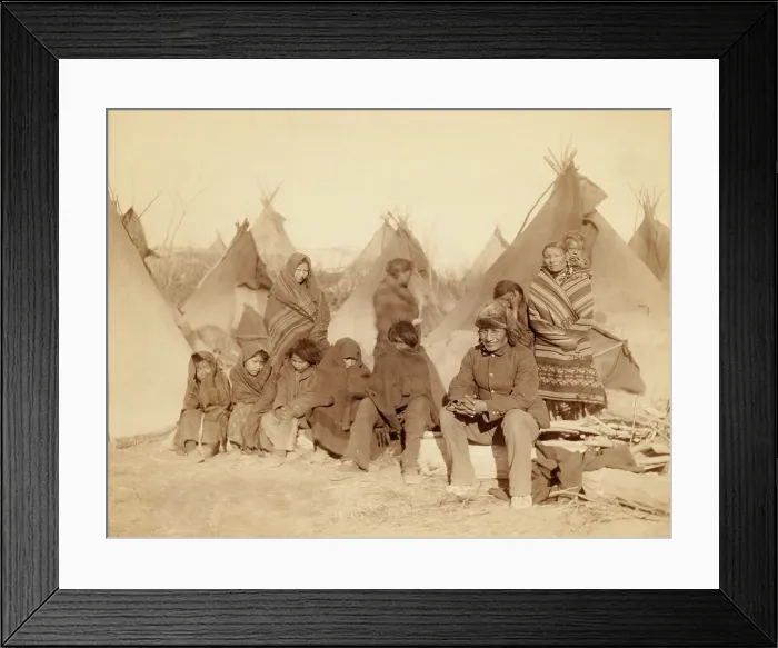 Framed Print : Eleven Miniconjou Lakota (Sioux) in a tipi camp, after the Wounded Knee Massacre of Dec. 29, 1890