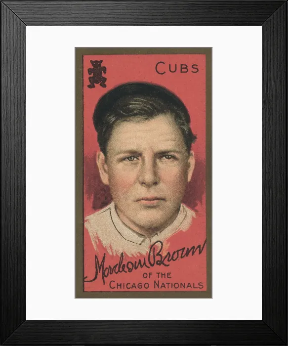 Framed Print : Mordecai Three Finger Brown, 1911 baseball card published when he played for the Cleveland Naps (Indians) (BSLOC_2018_3_120)