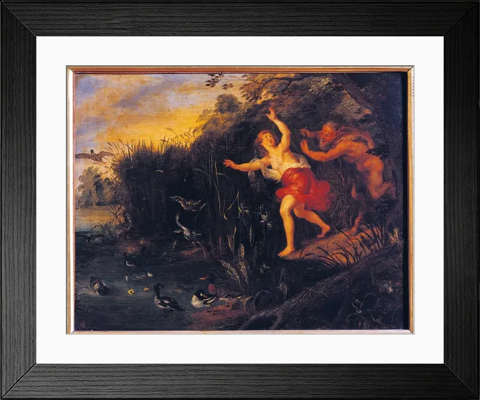 Framed Print : Pan and Syrinx, by Jan the Elder Bruegel known as Velvet Bruegel, copy from Peter Paul Rubens, 17th Century, oil on panel, cm 33 x 43 - Italy, Lombardy, Milan, Brera art gallery Framed Print : Pan and Syrinx, by Jan the Elder Bruegel known as Velvet Bruegel, copy from Peter Paul Rubens, 17th Century, oil on panel, cm 33 x 43 - Italy, Lombardy, Milan, Brera art gallery