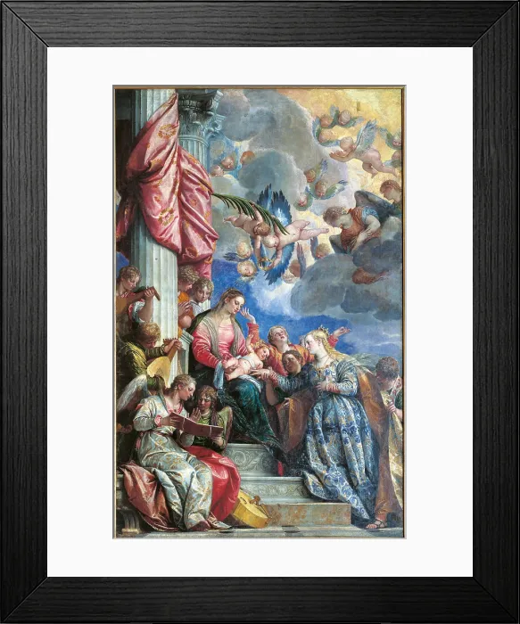 Framed Print : The Mystic Marriage of St Catherine, by Paolo Caliari known as Veronese, 1575 about, 16th Century, oil on canvas, cm 377 x 241 - Italy, Veneto, Venice, Accademia Art Galleries