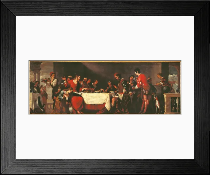 Framed Print : Banquet at St Simons Home, by Bernardo Strozzi, 1635 - 1640, 17th Century, oil on canvas, cm 257 x 737 - Italy, Veneto, Venice, Accademia Art Galleries. All