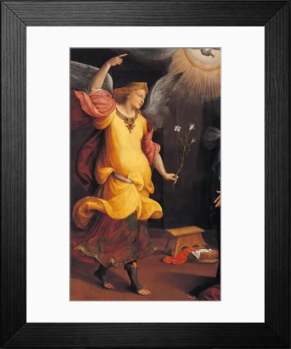 Framed Print : Annunciation, by Benvenuto Tisi known as Garofalo, 1550 about, 16th Century, oil on panel, cm 255 x 167 - Italy, Lombardy, Milan, Brera art gallery Framed Print : Annunciation, by Benvenuto Tisi known as Garofalo, 1550 about, 16th Century, oil on panel, cm 255 x 167 - Italy, Lombardy, Milan, Brera art gallery