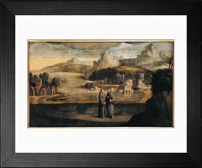 Framed Print : Saints Francis and Anthony, by copy from Benvenuto Tisi known as Garofalo, 16th Century, oil on panel, cm 48 x 78 - Italy, Lombardy, Milan, Brera art gallery