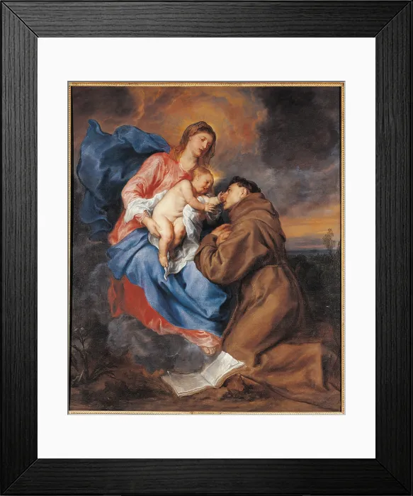 Framed Print : The Madonna with Child and St Anthony of Padua, by Anton o Antoon Van Dyck, 17th Century, oil on canvas, cm 189 x 158 - Italy, Lombardy, Milan, Brera art gallery. All