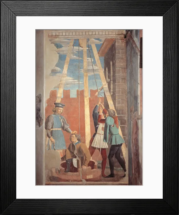 Framed Print : Legend of the Cross the Torture of the Jew, by Giovanni da Piamonte, Pietro di Beneknown as dei Franceschi known as Piero della Francesca, 1452 - 1462 about, 15th Century, fresco