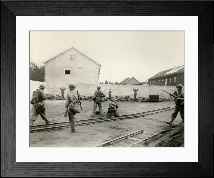 Framed Print : Execution of German SS troops during the liberation of the Nazi concentration camp at Dachau Framed Print : Execution of German SS troops during the liberation of the Nazi concentration camp at Dachau