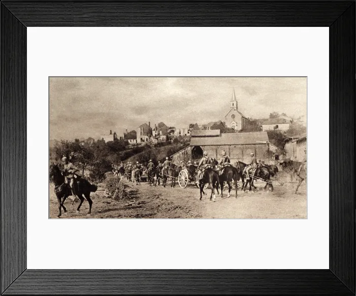 Framed Print : World War 1. A battered town in the region of the Argonne that shows the devastation wrought by shell fire Framed Print : World War 1. A battered town in the region of the Argonne that shows the devastation wrought by shell fire
