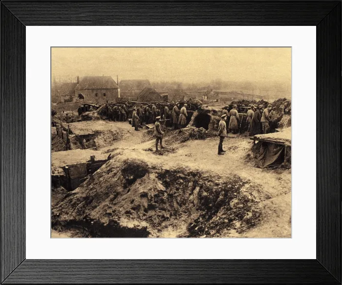 Framed Print : World War 1. German outpost in the Hilly Region of Craonne, France, when the German advance toward Paris, resulted in the Third Battle of the Aisne. Ca. May 27, 1918